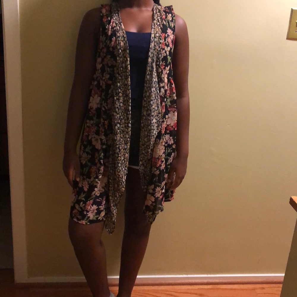 Tank top style floral kimono